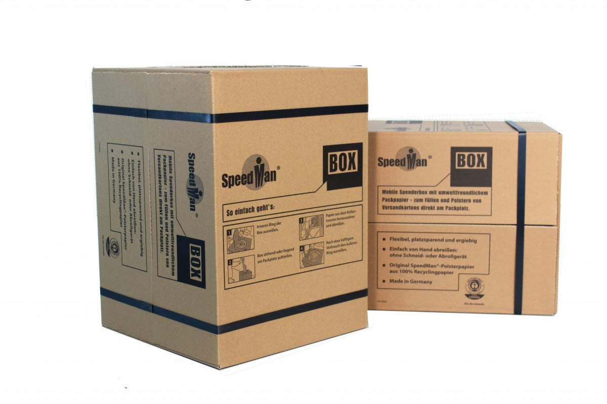 2 SpeedMan Boxen mit 450m Packpapier | Grammatur 70 gr/m² | Schrenzpapier Spender | in verschiedenen Mengen wählbar