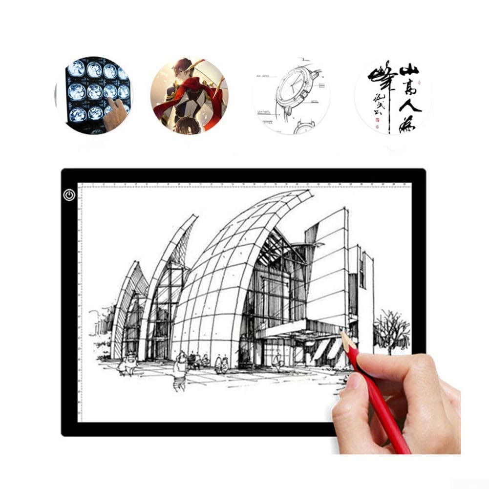 Tablette lumineuse LED pour A4 A5, planche à dessin de protection des yeux avec 3 niveaux de luminosité à intensité variable, table de traçage en matériau PC pour broderie artistique (pour A3)