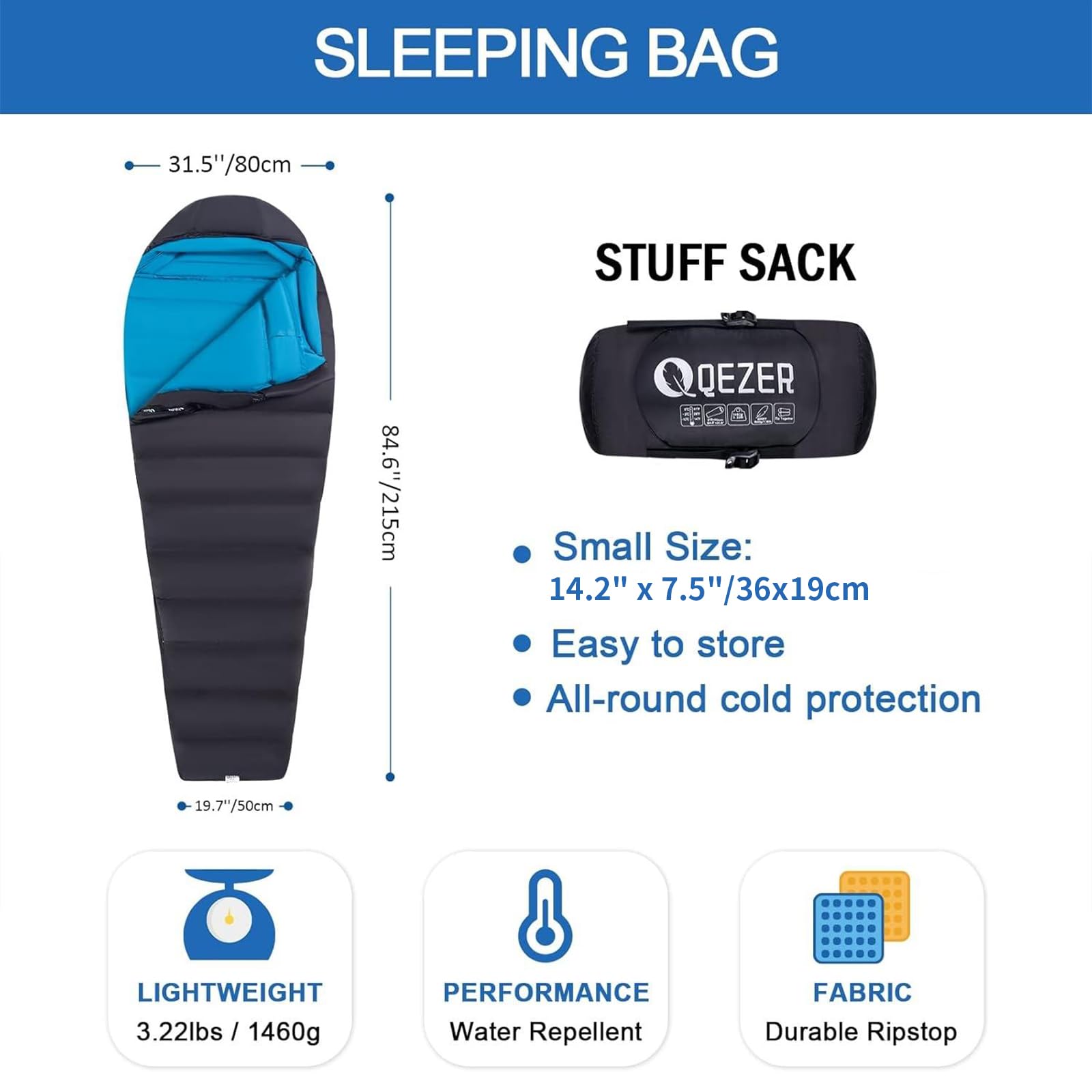 【未使用】QEZER ダウンシュラフ マミー型 コンパクト 600FP 冬用 Amazon.co.jp: QEZER ダウン シュラフ 600FP高級ダウン 寝袋 マミー型