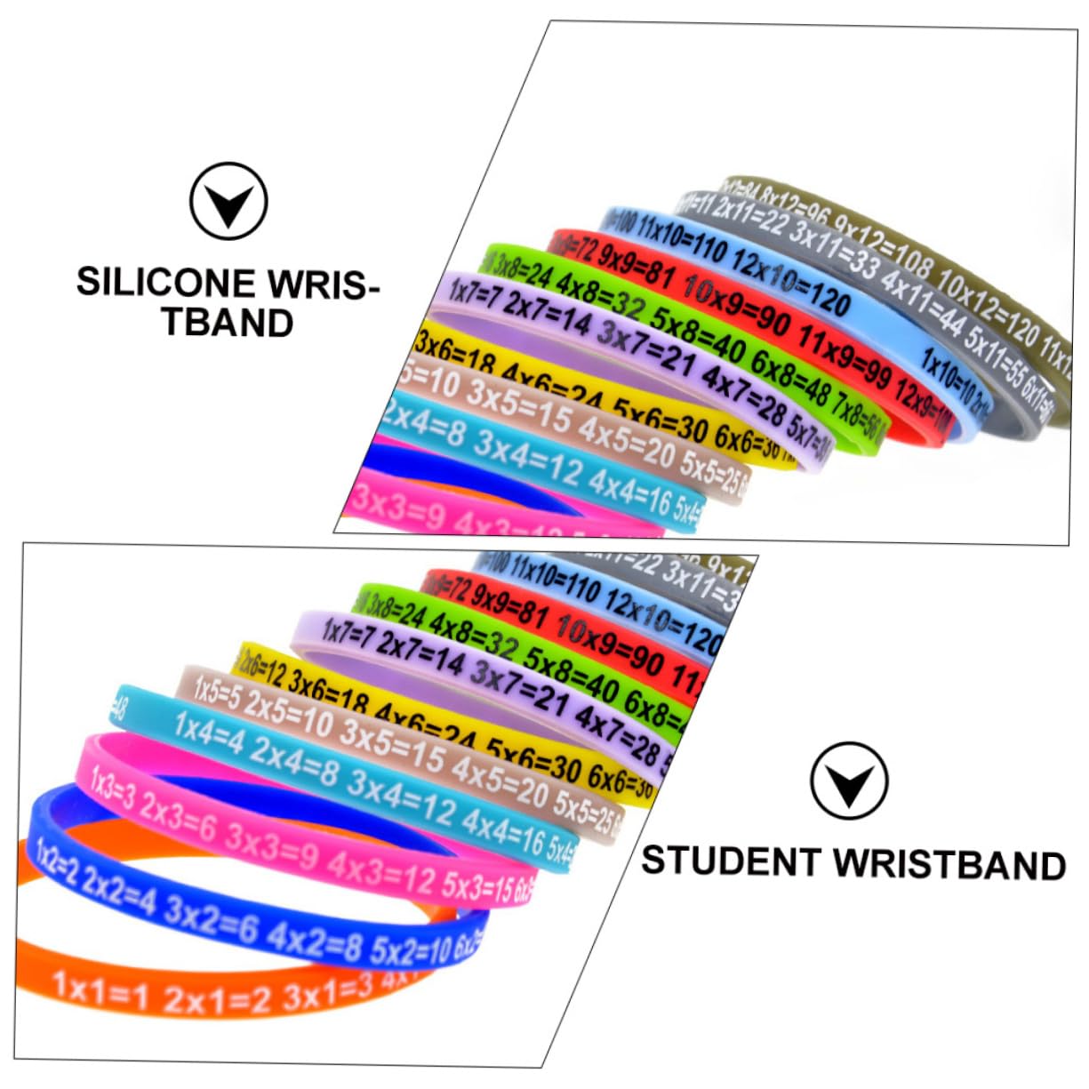 NUOBESTY 36piezas Pulsera De Silicona Tablas De Multiplicación para Jóvenes Accesorio Educativo y Práctico para Fiestas y Actividades Escolares