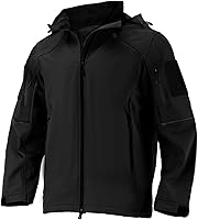 Vista 1 de Chaqueta impermeable de softshell para hombre, resistente al viento con forro polar para invierno con capucha, ligera y cálida