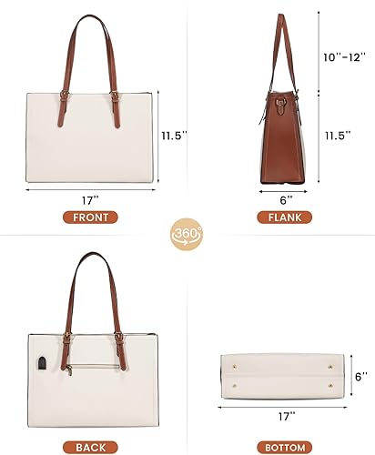 Miniatura 8 de LOVEVOOK Bolsa para laptop de 15.6 pulgadas para mujer, maletín de trabajo grande de piel sintética impermeable con puerto de carga USB, bolsa de