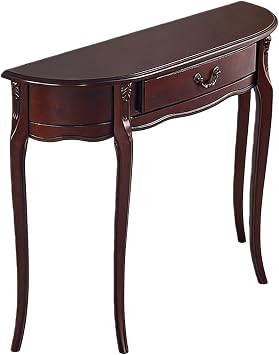 Solid Wood Console Table with Drawer - Vintage Metal Pull & Hand-Carved Texture | Rustic Entryway Sofa Table for Hallway,Living Room Black Walnut L35.4xW11.8xH33.5