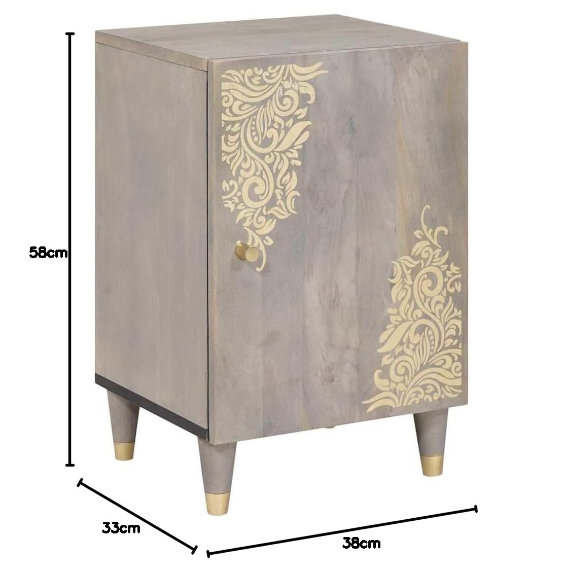 Gabinete de baño de madera de mango gris, 38 x 33 x 58 cm, almacenamiento pequeño para salas de baño compactas, diseño moderno con puerta única, fácil montaje