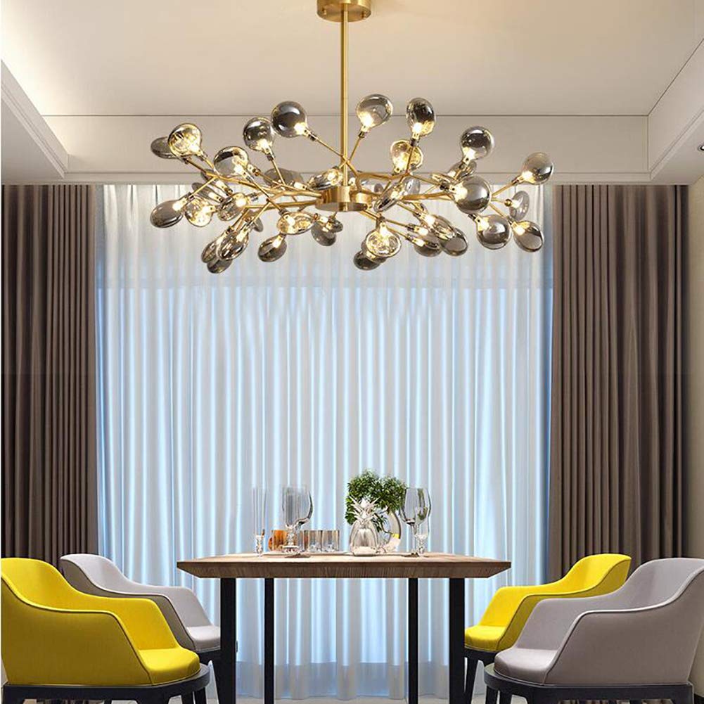Żyrandol Świetlik, Żyrandol LED Sputnik Nowoczesny Fajerwerki LED Światło Żelaza Przemysłowe Zawieszenie Sufitowe Oświetlenie Sufitowe do Restauracji Living Room-Golden. 45 głowic