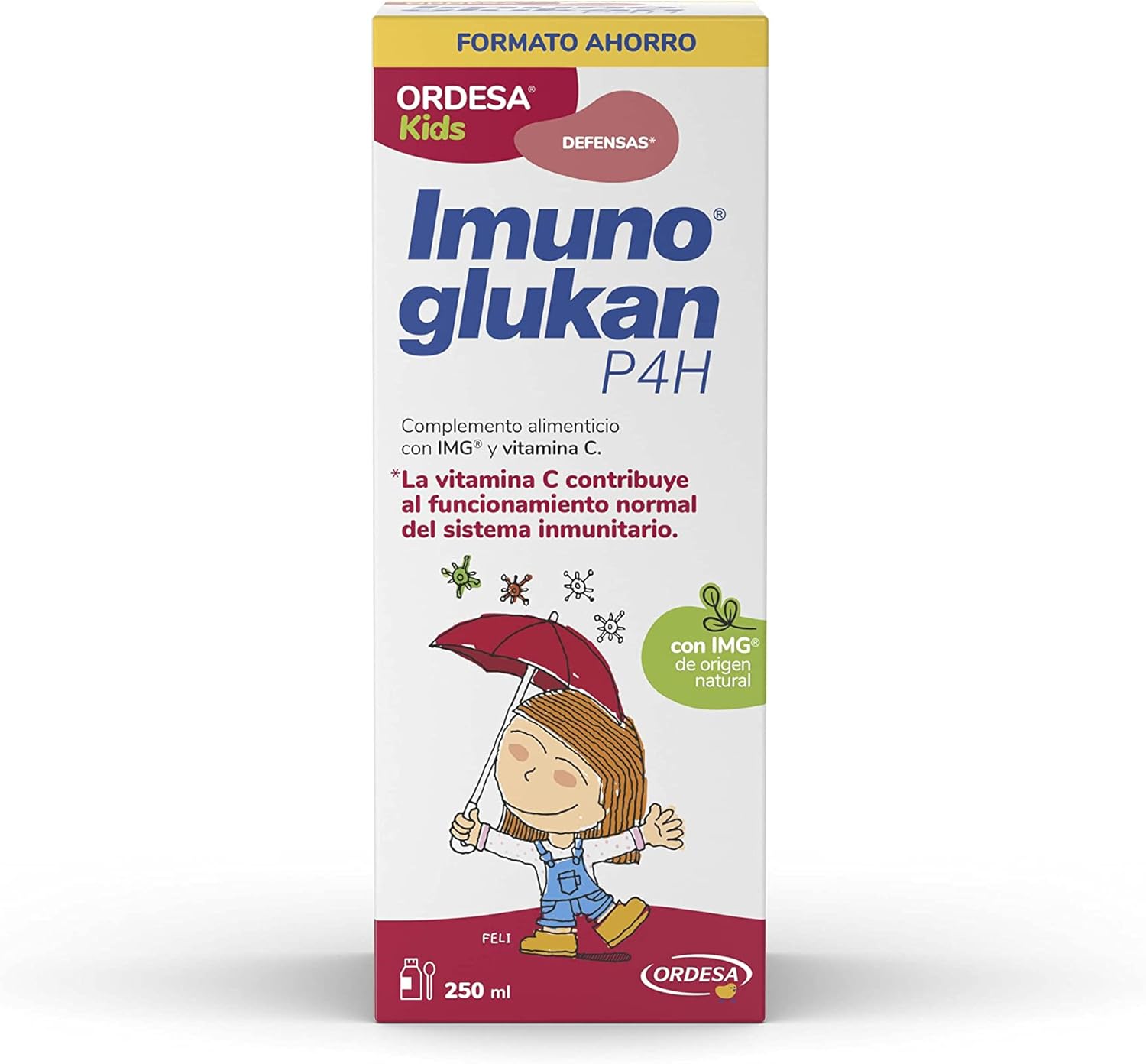 Imunoglukan P4H Jarabe 250ml | 250ml | Complemento Alimenticio con Vitamina C para fortalecer las Defensas de Niños a partir de 3 años y Adultos