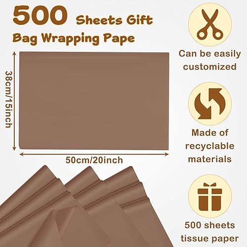 Miniatura 2 de Qilery 500 hojas de papel de seda de 15 x 20 pulgadas, sin ácidos, papel de regalo, manualidades a granel para vacaciones, cumpleaños, decoración de