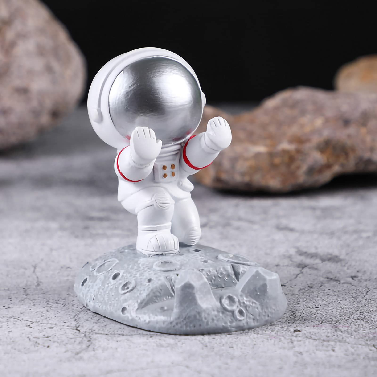 SH-RuiDu Astronaut Phone Holder, Astronaut Figure Spaceman Statue Desktop Phone Bracket Creative Cell Phone Stand for Desktop Ornament - Image 4