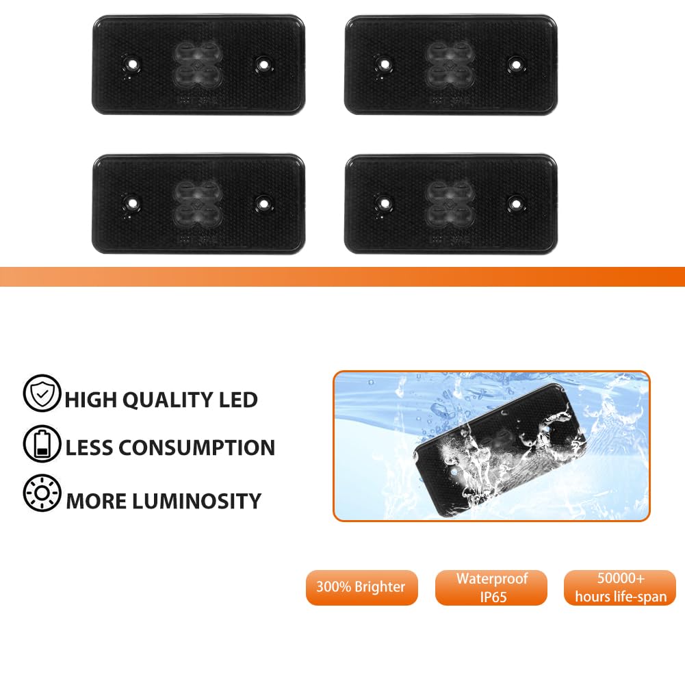 ADIIL 4PCS Smoked Front&Rear Side Marker Light Housing Kit For 02-15 Mercedes Benz G500 G550