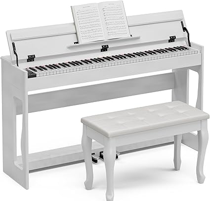 UMOMO 88 Weighted Key Digital Piano with Duet Piano Bench, Beginner Keyboard Piano Full Size Heavy Hammer Weighted Action Electric Piano Keyboard with USB MIDI, White