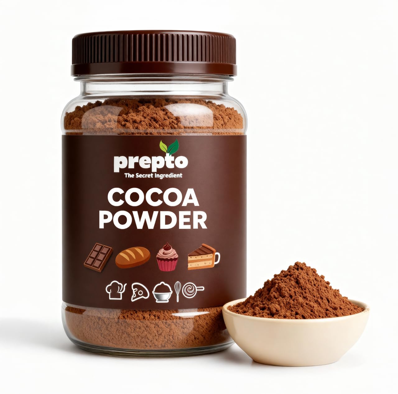 PREPTO Natural Unsweetened Cocoa Powder 400g | 100% Pure, Rich Dark Flavour for Baking, Brownies, Cakes & Hot Chocolate | Vegan, Low Fat Cocoa for Desserts & Smoothies | Ingredients Made Simple