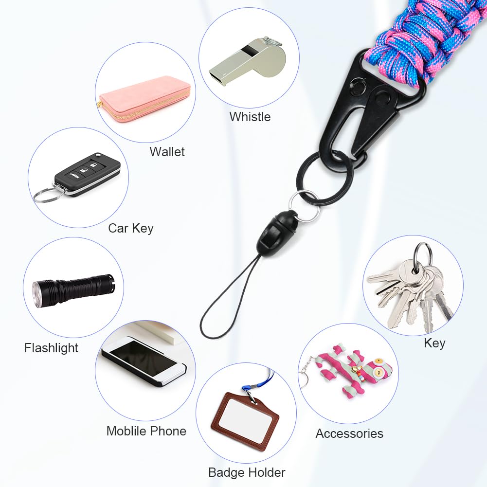 Vicloon Cordones Largos para el Cuello, Paracord Llavero Correa, Corto Cordón para Cuello Llaves, Aplicable a Llaves Tarjetas de Identificación Soporte, Oficina, Escuela