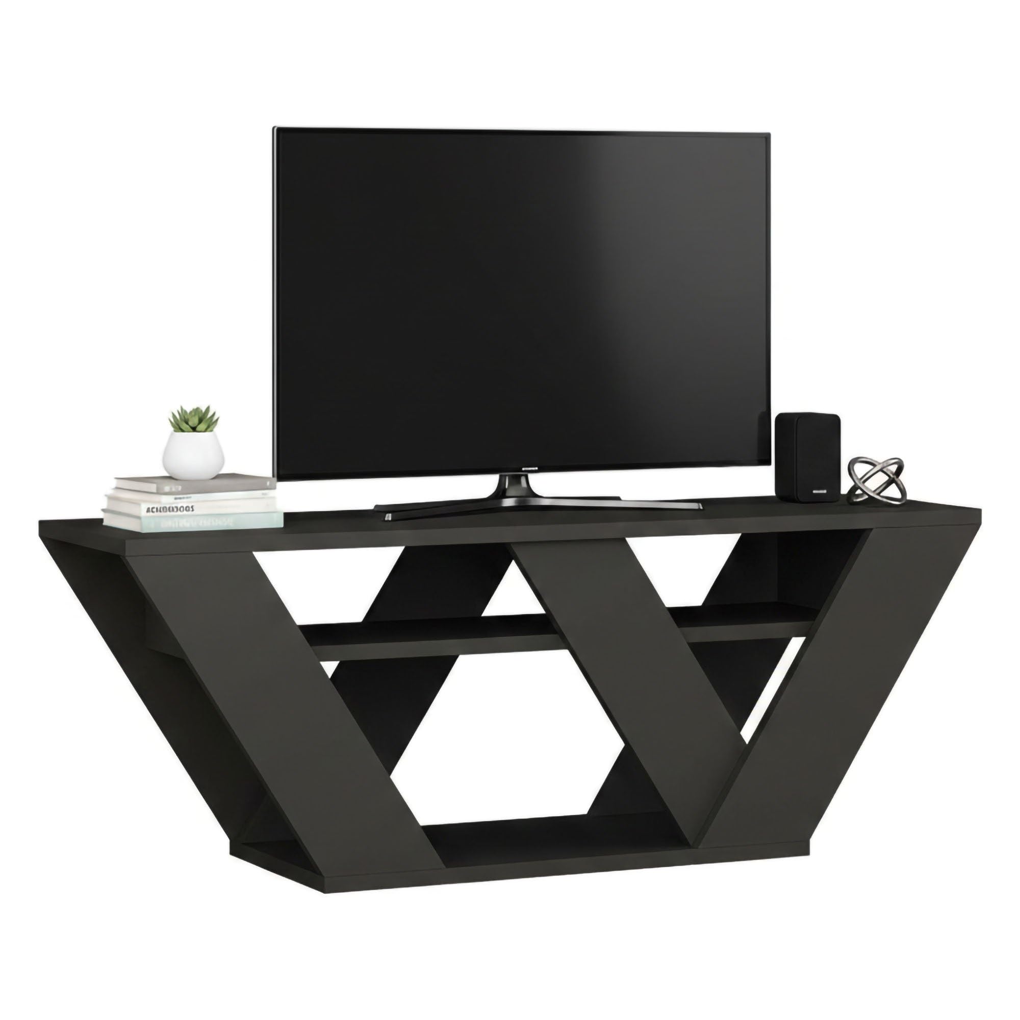 Dmora - Mobile porta TV Pegasus, Credenza da soggiorno, Armadio basso per TV, Base parete attrezzata, 110x30h40 cm, Antracite