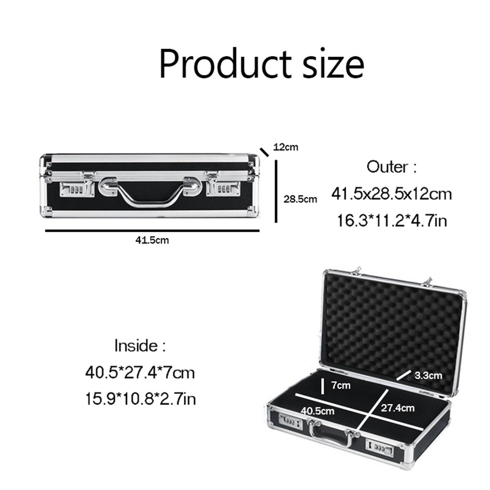 Maletín de aluminio Caja de herramientas aluminio con contraseña, estuche portátil for, equipo maleta, rígido, organizador caja protectora seguridad
