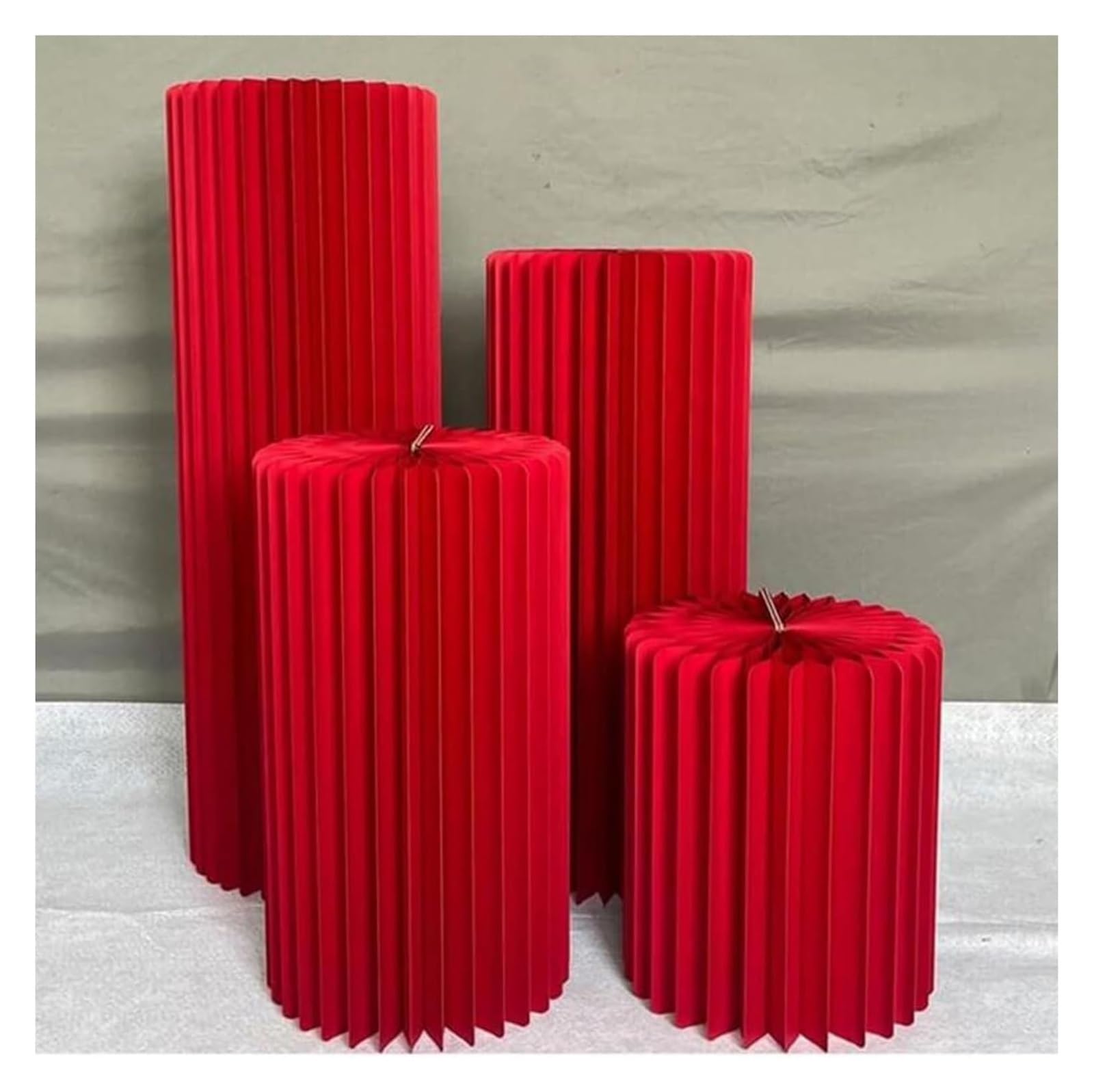 CXGfdghD plinth， Foldable Display Pedestals Stand With Acrylic Plate, Wedding Centerpiece Cardboard Roman Pillar 30cm(Red)