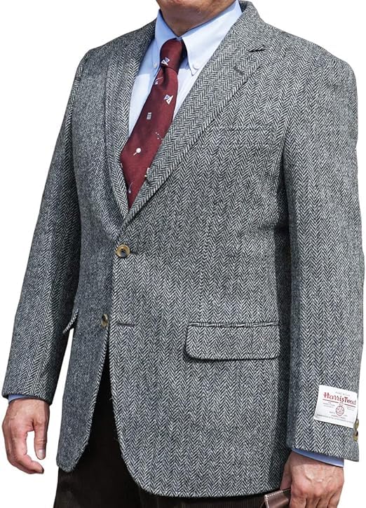 45R ツイード ヘリンボーン テーラードジャケット 2 段返り3ボタン 本切羽 HARRIS TWEED ハリスツイード ジャケット メンズテーラード
