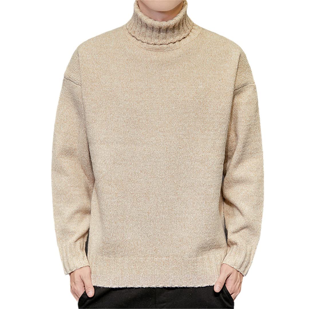 Hamthuit Suéter de cuello alto para hombre Suéter de punto para hombre Suéteres de punto para hombre, 908 caqui, M