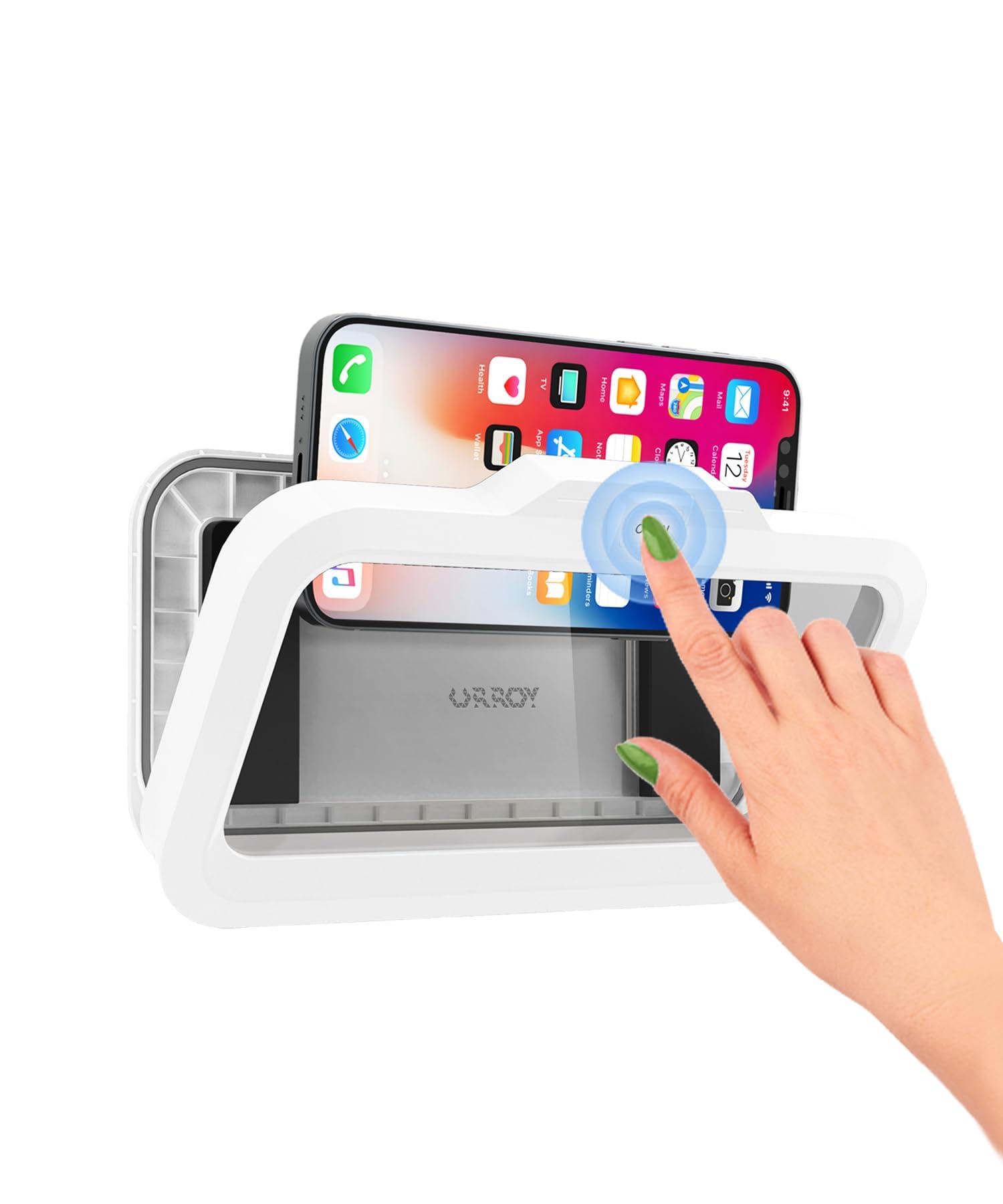 URROY Shower Phone Holder Waterproof One-Touch Open Shower Phone Case Anti-Fog & Sensitive Touchscreen Bathroom Wall Phone Mount Stand Universal Fit