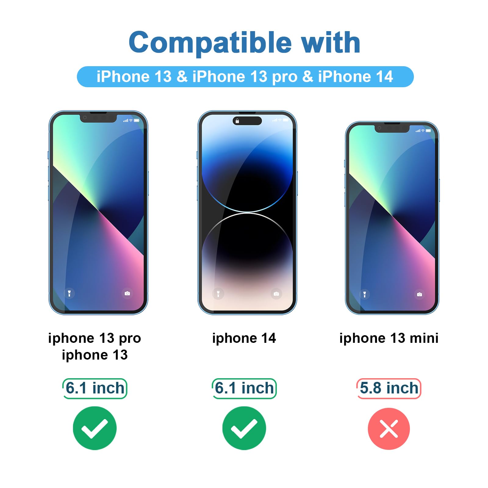 Mugust 2 Stuks Privacy Screen Protector Gehard Glas - Past Op IPhone 14/13/13 Pro/16e - Zwart, 9H Hardheid, Volledige Schermbedekking