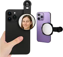 Espelho De Selfie Vlog Celular Frontal Premium Removível Maior Iphone, Android Smartphone Foto Ideal para Selfies com Câmera Traseira, Vlogs, TikTok e Reels