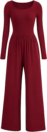 PRETTYGARDEN Womens Jumpsuits Dressy Casual Fall Fashion 2025 Trendy Long Sleeve Wide Leg Rompers Spring Work Office Outfits