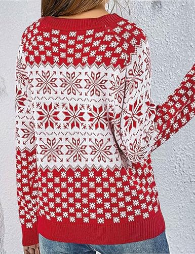 Girls Christmas Pullover Sweaters Reindeer Elk Snow Long Sleeve Crew Neck Chunky Tops2