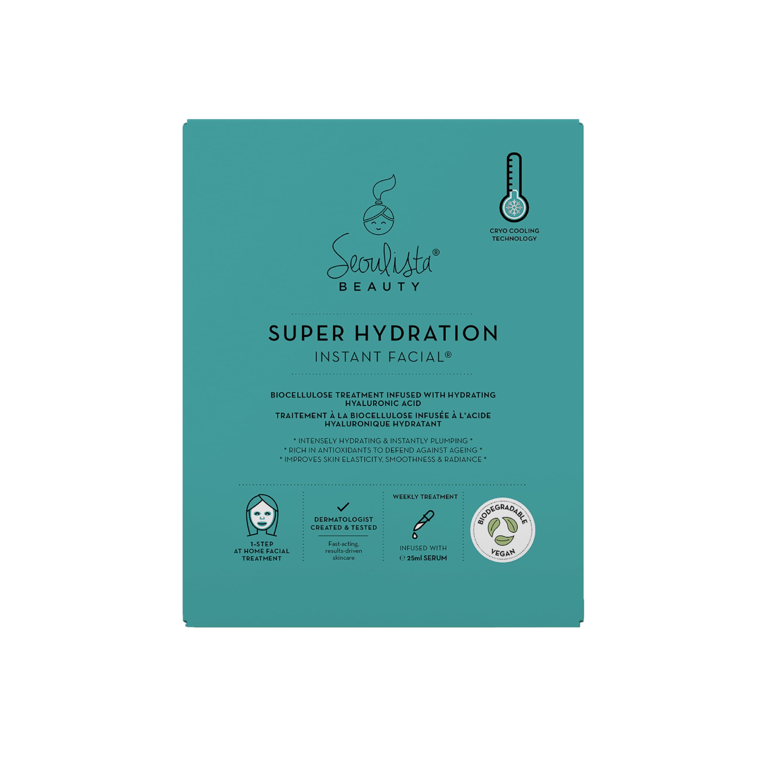 Seoulista Beauty Super Hydration Instant Facial – Hydrating Beauty Face Mask for Dry Skin - Infused with Hyaluronic Acid and Coconut – Dermatologist Created Korean Skin Care — Multi-Award Winning