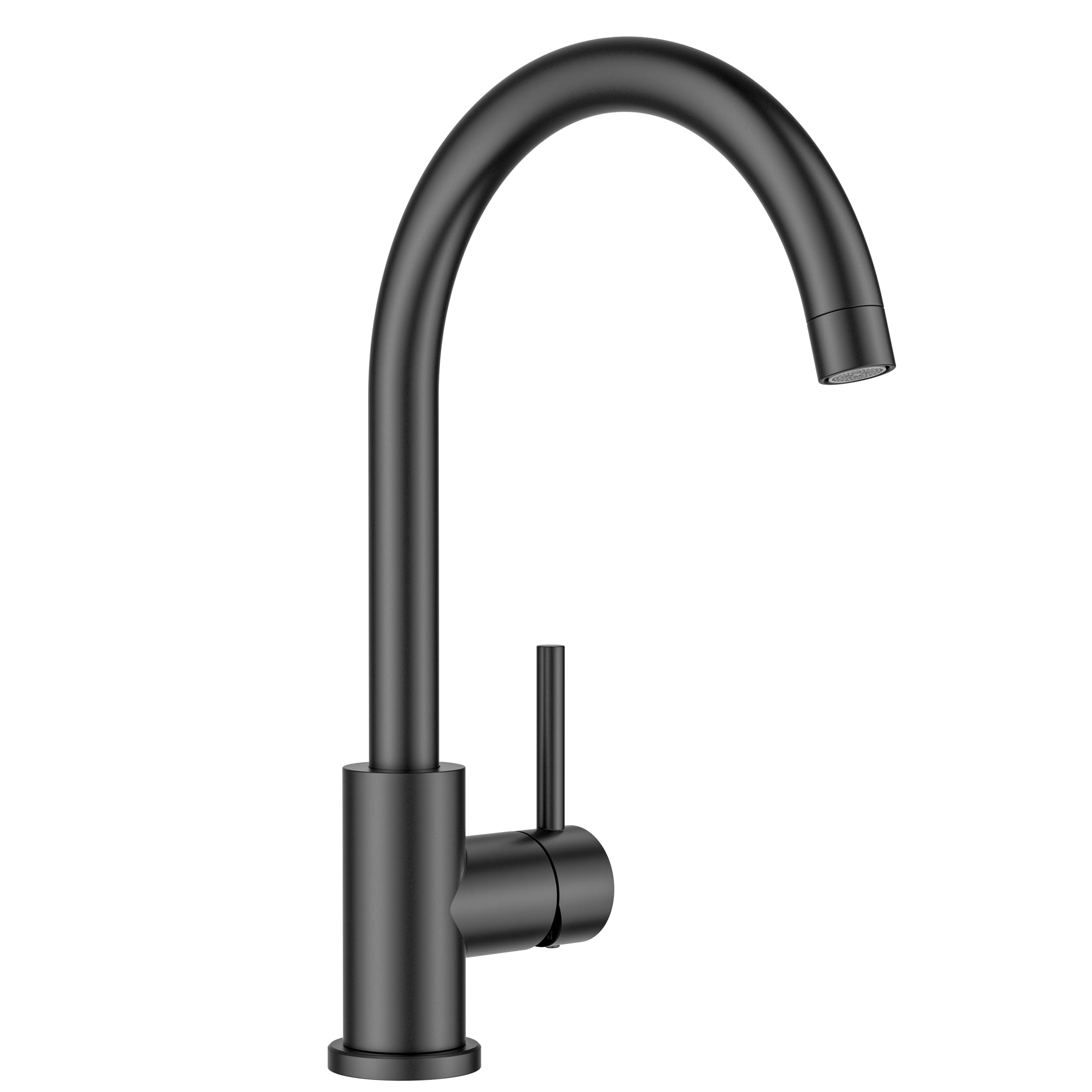 FORIOUS Kitchen Tap, Kitchen Mixer Tap, 360° Swivel, Hot and Cold Water Control, Single Hole for 1 or 2 Sinks, Matte Black