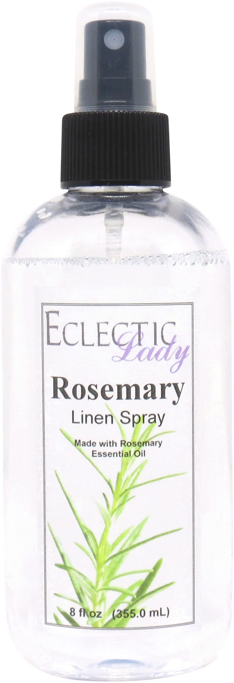 Rosemary Essential Oil Linen Spray, 8 ounces - Eclectic Lady Sheet and Linen Spray - No Artificial Colors, Parabens, or Preservatives - Long-Lasting Scent for Bed, Fabric & Pillow
