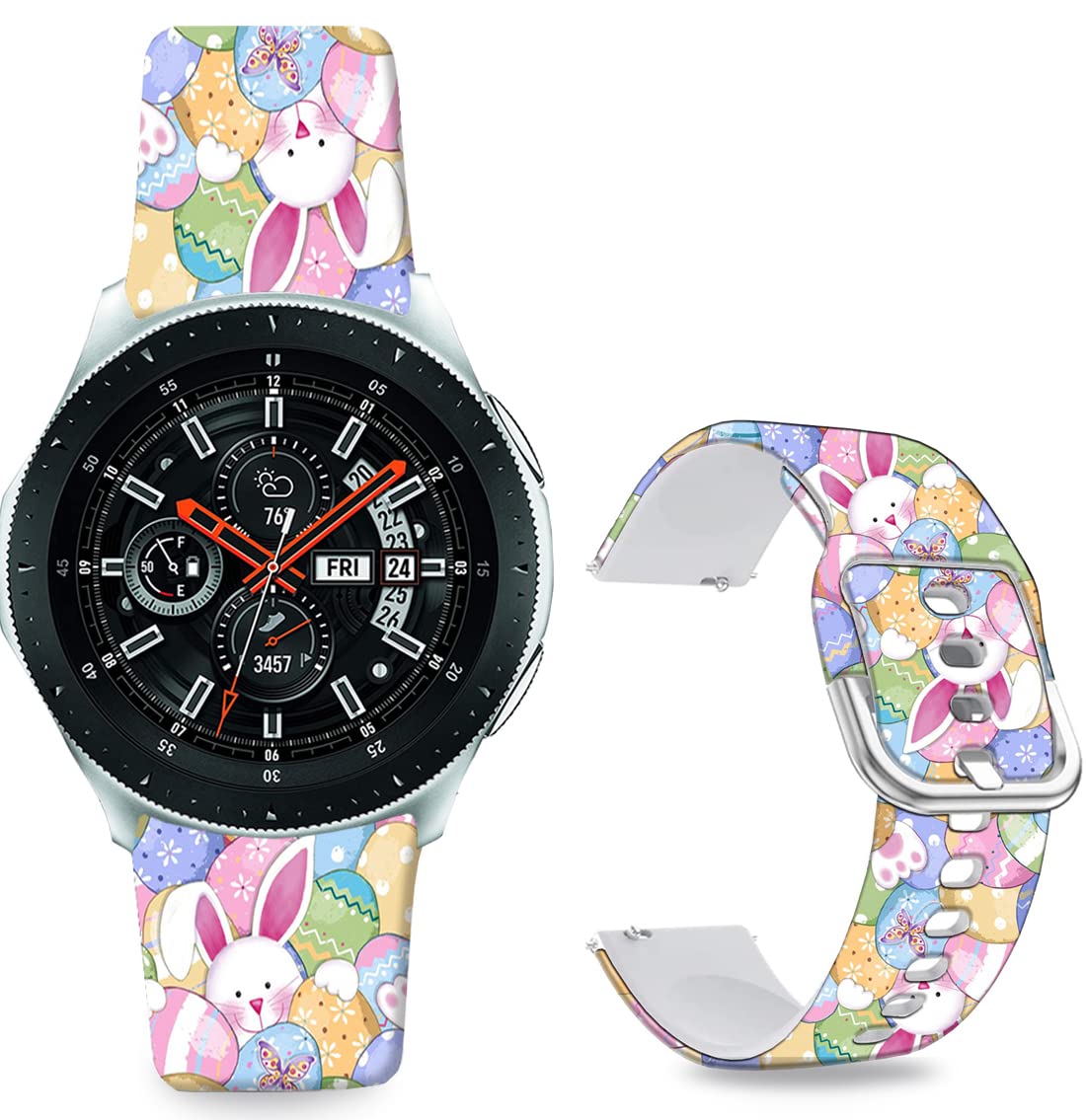 Sjiangqiao Stitch Band Compatible with Samsung Galaxy Watch 5/Watch 42mm/Galaxy Watch 3 41mm/Watch 4 40mm 44mm/Active 2/Gear S2 Classic/Gear Sport/Ticwatch 2 Soft Silicone Chic Cute Cartoon Sports