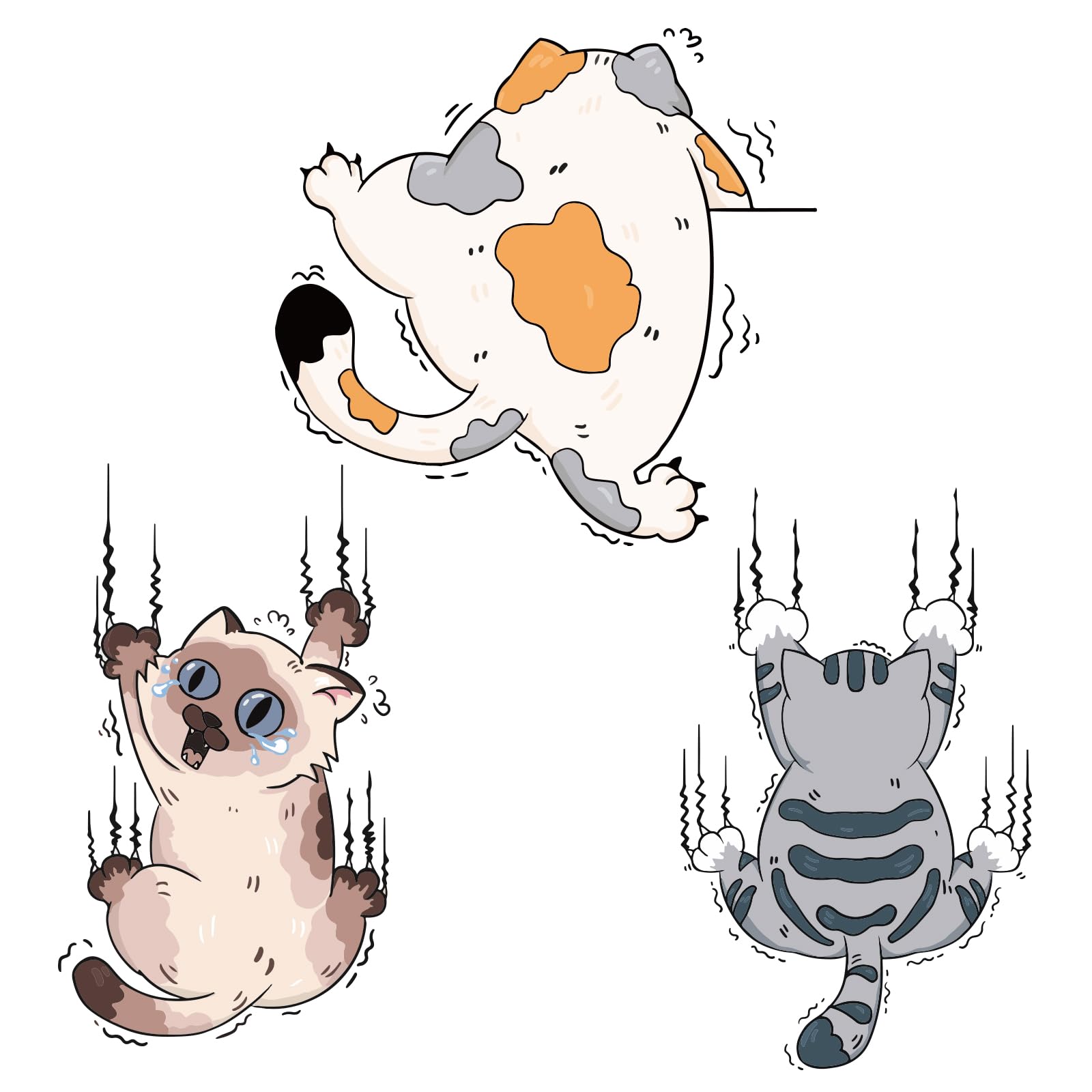 3pcs Funny Car Stickers Cats, Scratch Cat Vinyl Car Sticker Cat Decals for Cars Cute Car Stickers Cats Funny Bumper Decal for for Auto, Truck, Wall