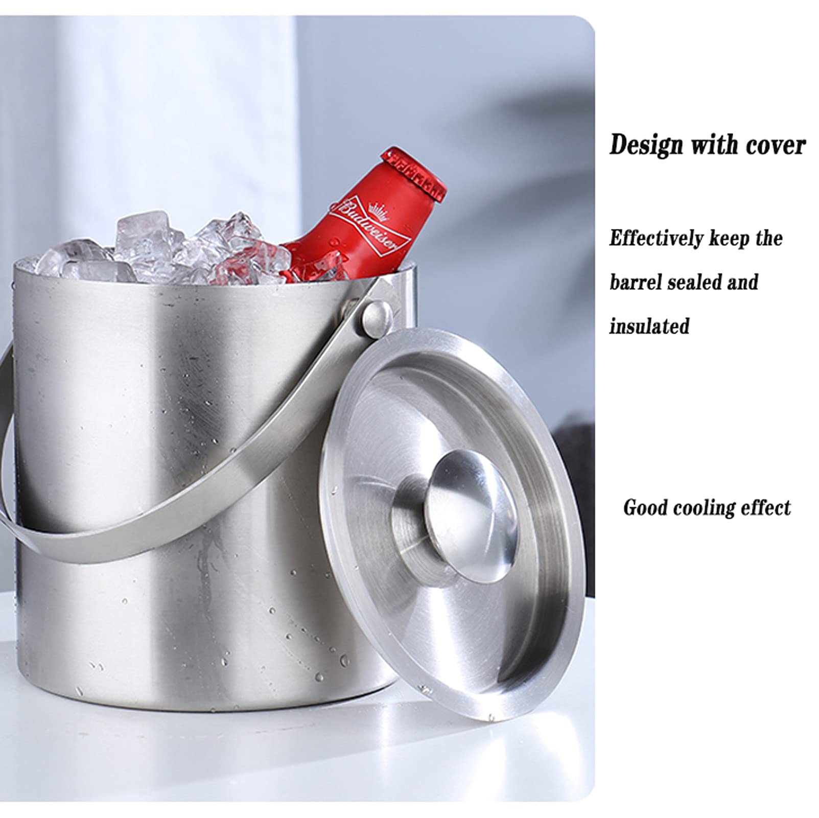 Eiskübel Edelstahl Eiseimer Eisbehälter Für Eiswürfel U. Früchte Ideal Für Party U. Hochzeit Für Besonders Lange Kühlung, Ideal Für Party U. Hochzeit 2L Roségold
