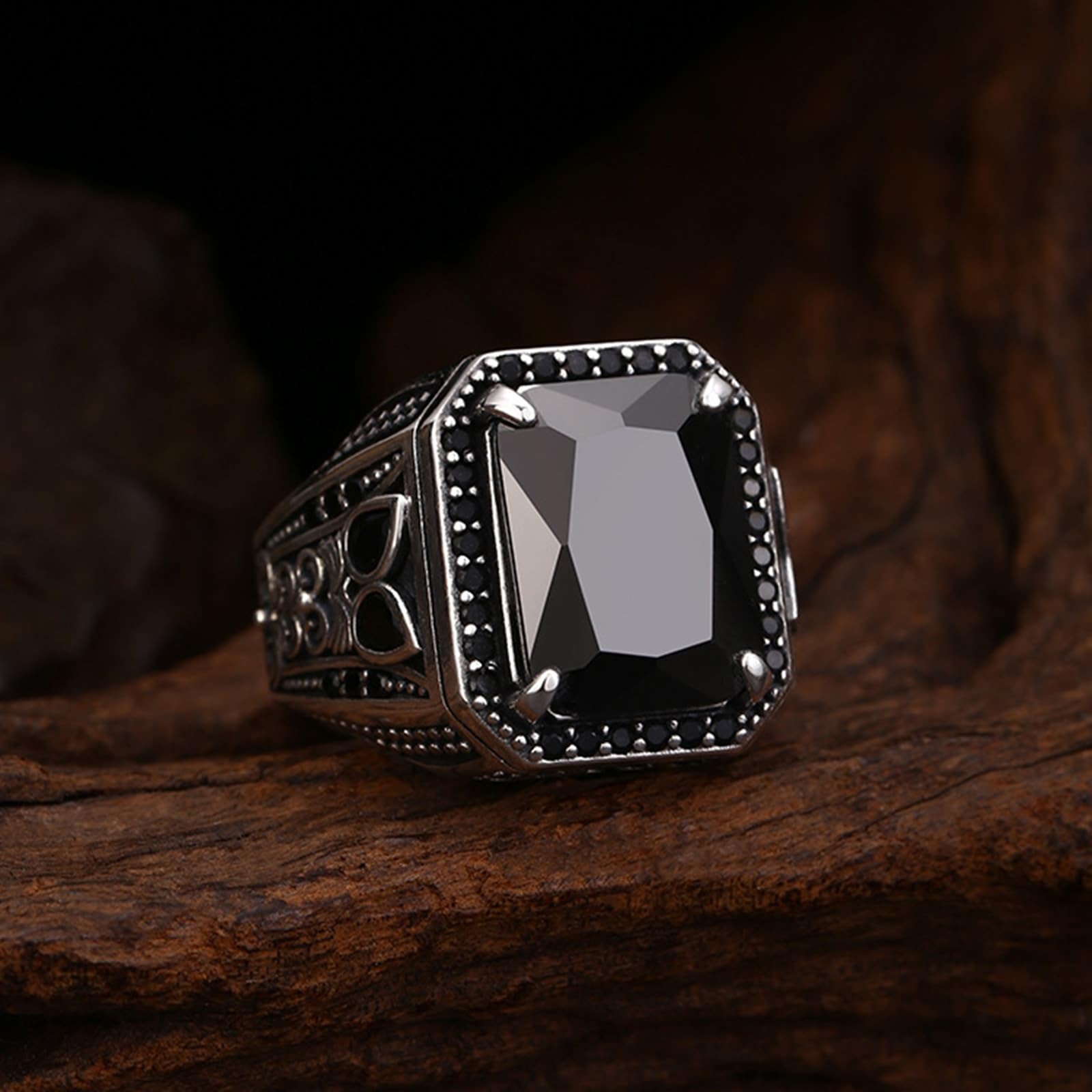Bague d'amitié pour homme en argent 925 véritable avec 4 griffes et zircones