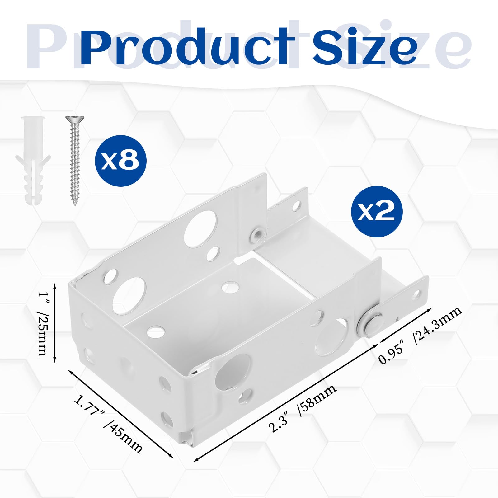 2Pcs Mini Blind Brackets, 2 Inch Box Mounting Brackets for Window Blinds Metal White Window Blinds Headrail Holder Bracket for Low Profile Blinds