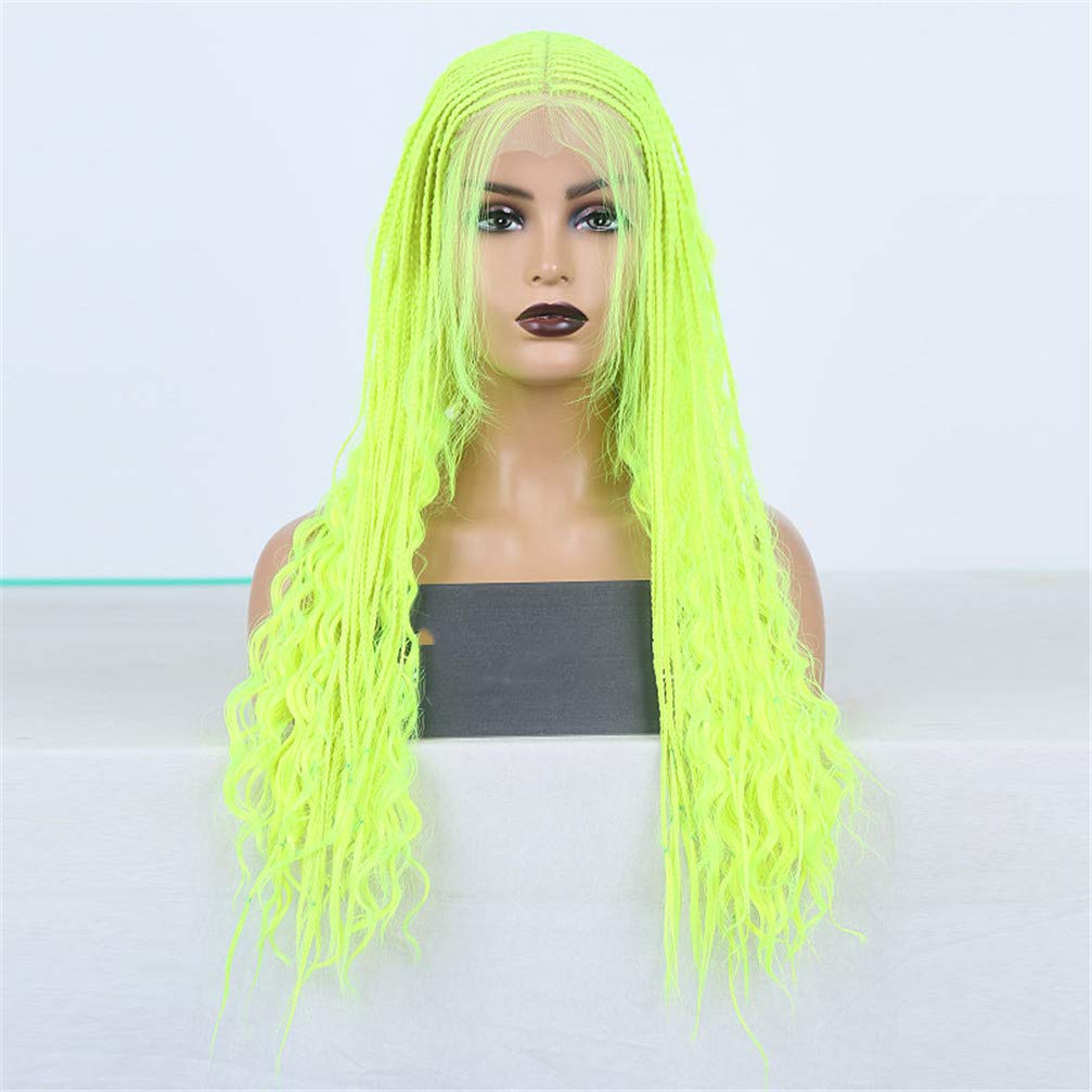 Perruques synthétiques avant de lacet noire tressée micro 2X pour dame cosplay 24"