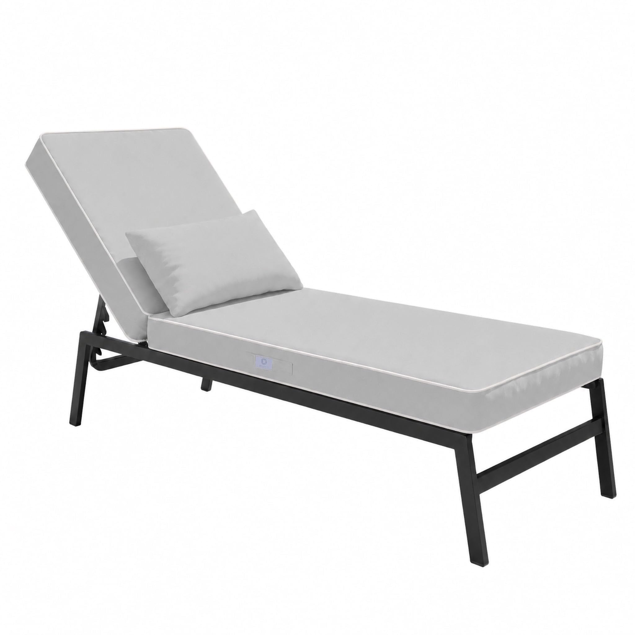 Cuscino Lettino Prendisole con Poggiatesta Incluso, Materassino per Sdraio da Giardino e Chaise Longue, 190x60x10 cm, Grigio Chiaro