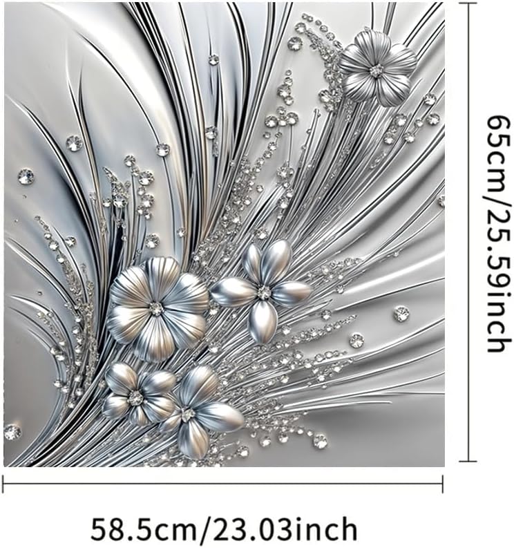 2D Flat Silver Floral Crystal Dishwasher Magnet Cover 23x26 Inch Panel Decal Fridge Washer Refrigerator Door Cover Kitchen Appliance Magnet Decorative Elegant Home Decor image 2