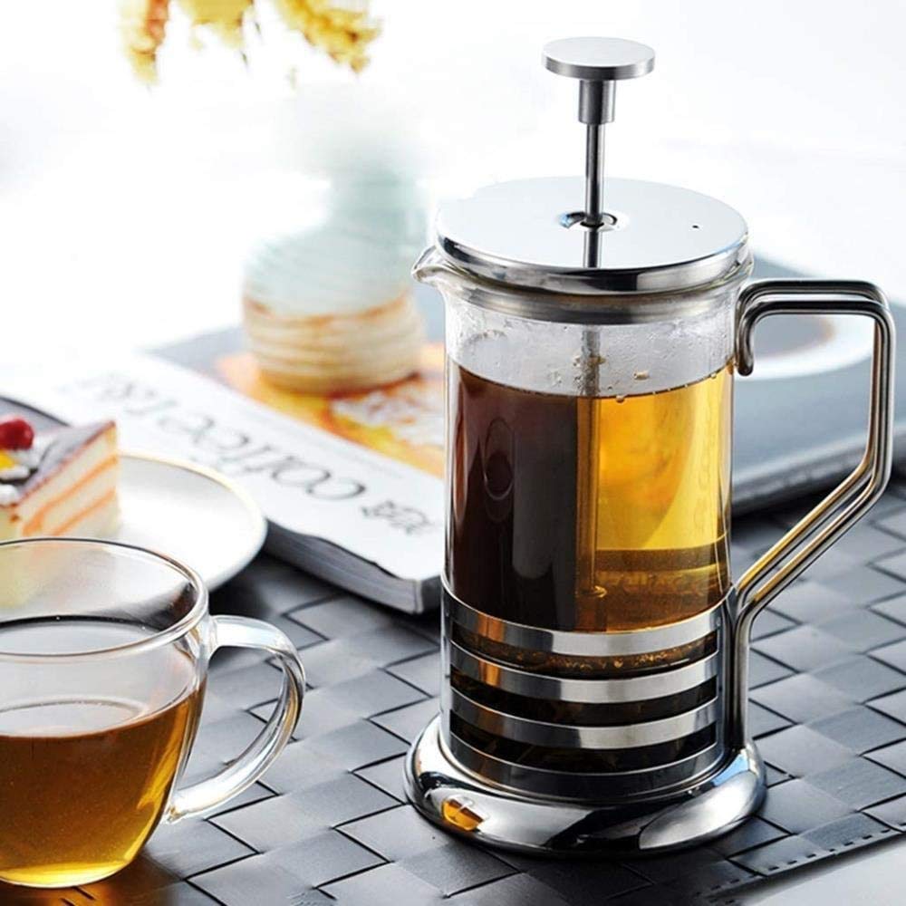 French Press Coffee Maker - Presses Makers - 600 ML 4 Cup - Stainless Steel 304 NOT - Fine Duckbill Filter/Spout Diversion Silver 600ML French Press