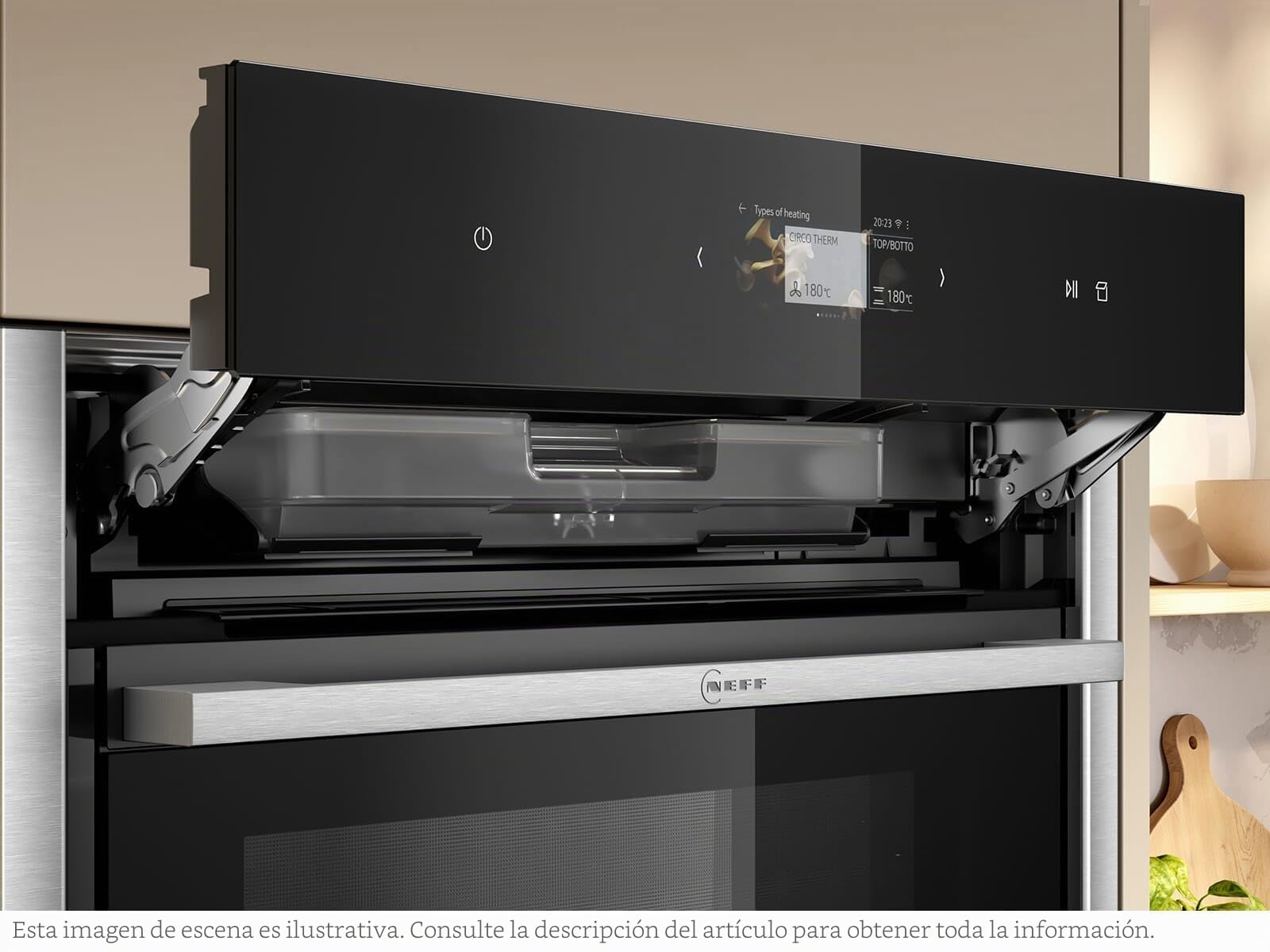 Neff VarioSteam Slide and Hide B64VS71N0, N90 Built-in Oven with Steam Support, 60 x 60 cm, 4.1 Inch Full Touch TFT Colour and Graphic Display, Pyrolysis, Home Connect, Soft Opening and Soft Close