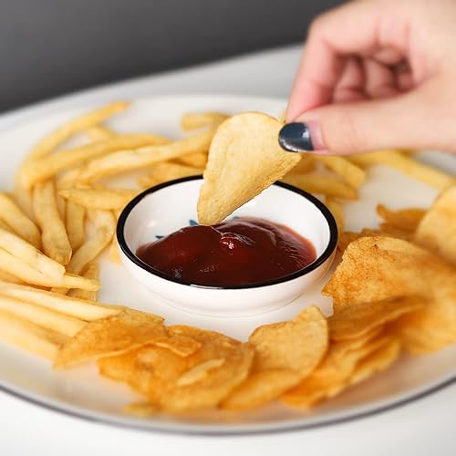 Miniatura 5 de Juego de 6 platos de salsa de soja de cerámica, cuencos de salsa de soja para sushi, plato para servir de 3.5 pulgadas, juego de vajilla de estilo