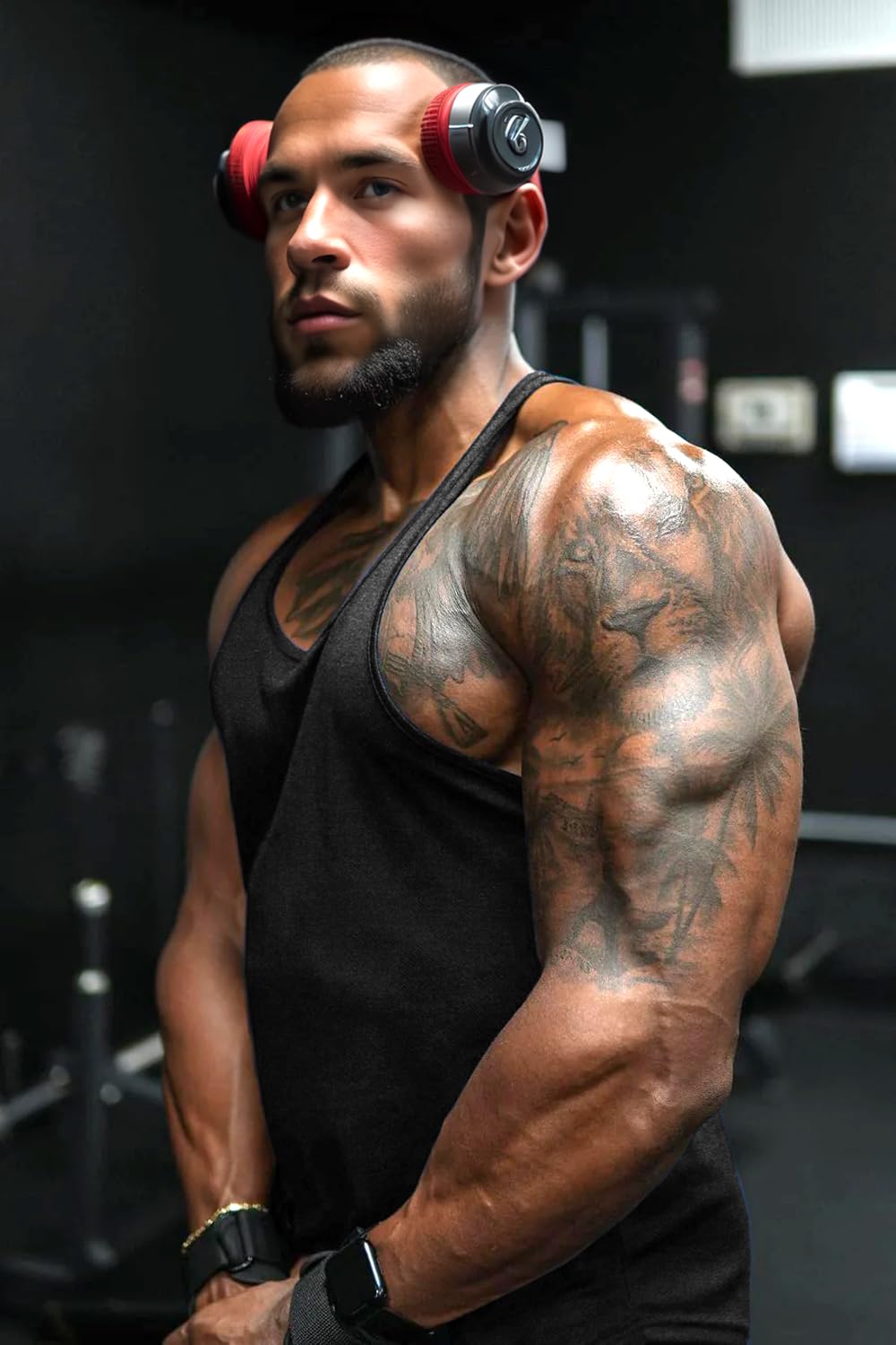 Lehmanlin Camiseta Deportiva sin Mangas para Hombre, Camiseta de Fitness para Gimnasio, Elástica, de Secado Rápido
