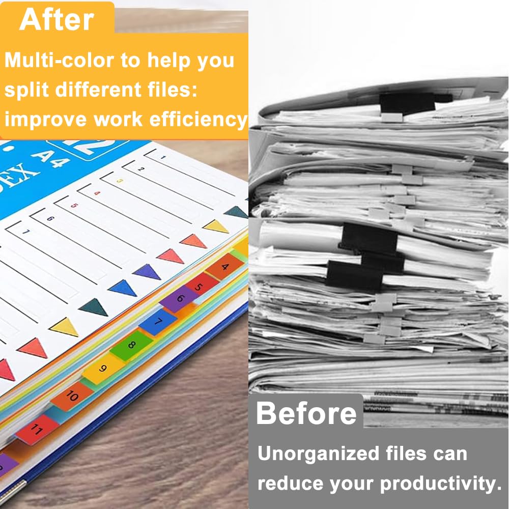 Lot De 3 Intercalaires Classeur A4 1-31 Onglets - Feuillets Index Plastique Multicolores