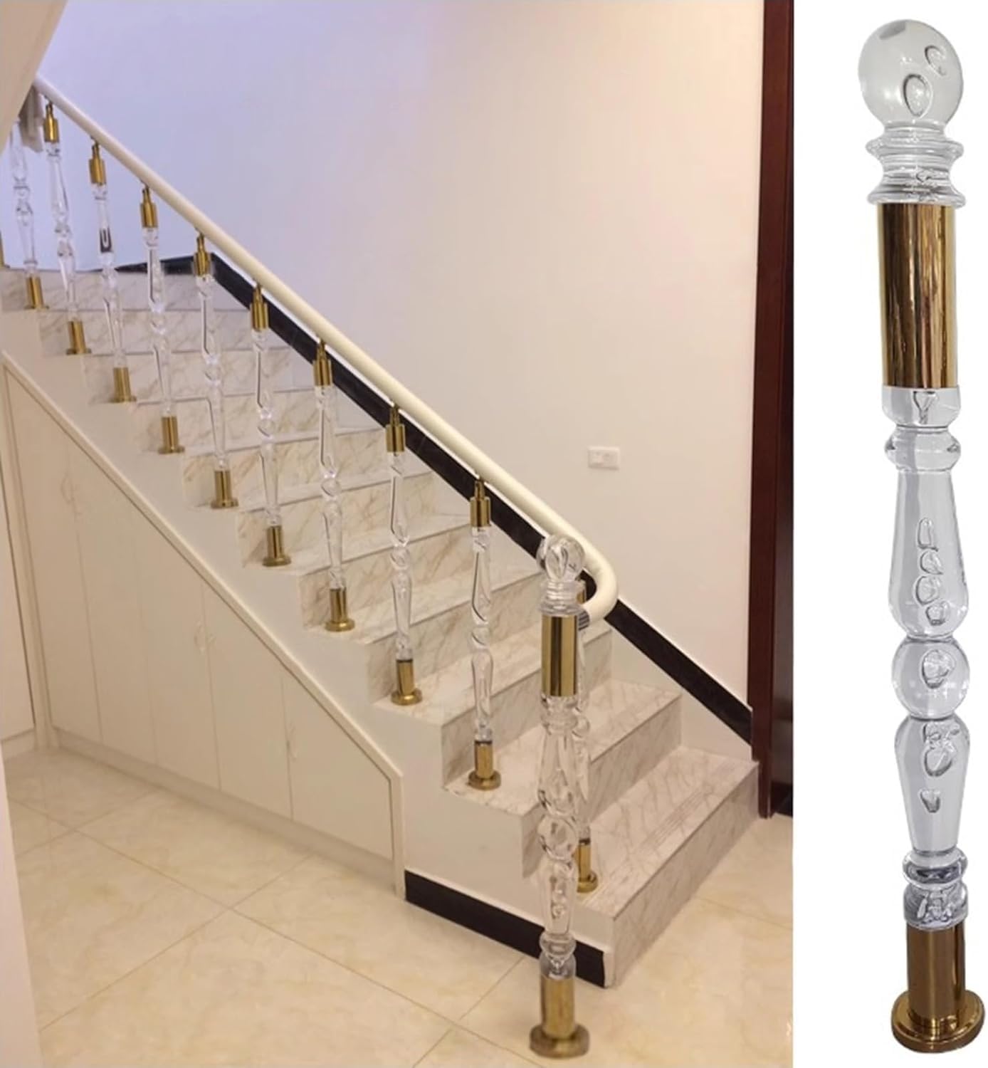 Poteaux de balustre en cristal avec bases en métal pour fixer une rampe de sécurité