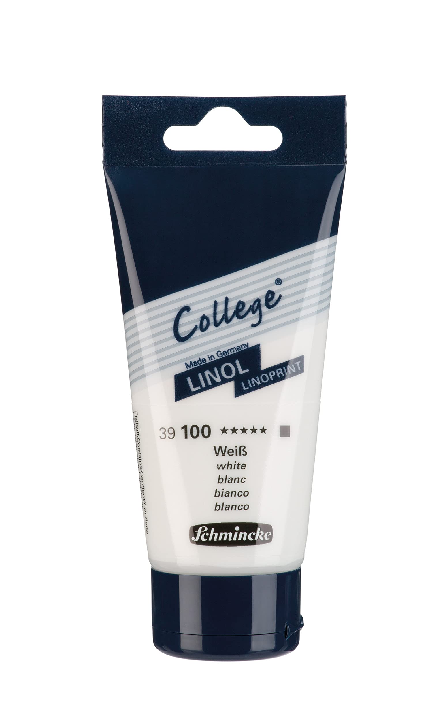 Schmincke - College® Linol, artists' lino printing inks, white in 75 ml tube, 39100013, low-odour, water-based lino printing ink, lightfast, even print