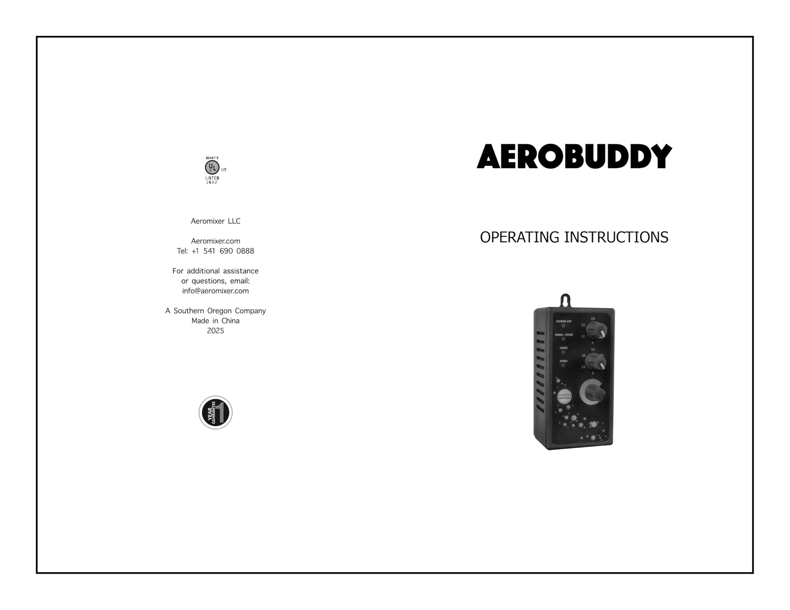 AEROMIXER Aerobuddy EU Zeitschaltuhr Steckdose mit Intervallsteuerung & Drehzahlregler für Pumpen – Steckdosentimer zur Pumpensteuerung von Misch- und Belüftungszyklen in Gartenbau & Landwirtschaft