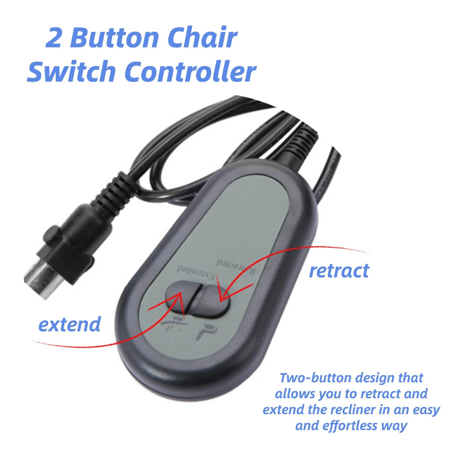 Télécommande de Fauteuil Inclinable Électrique à 2 Boutons pour la Plupart des Fauteuils Inclinables et Releveurs Électriques