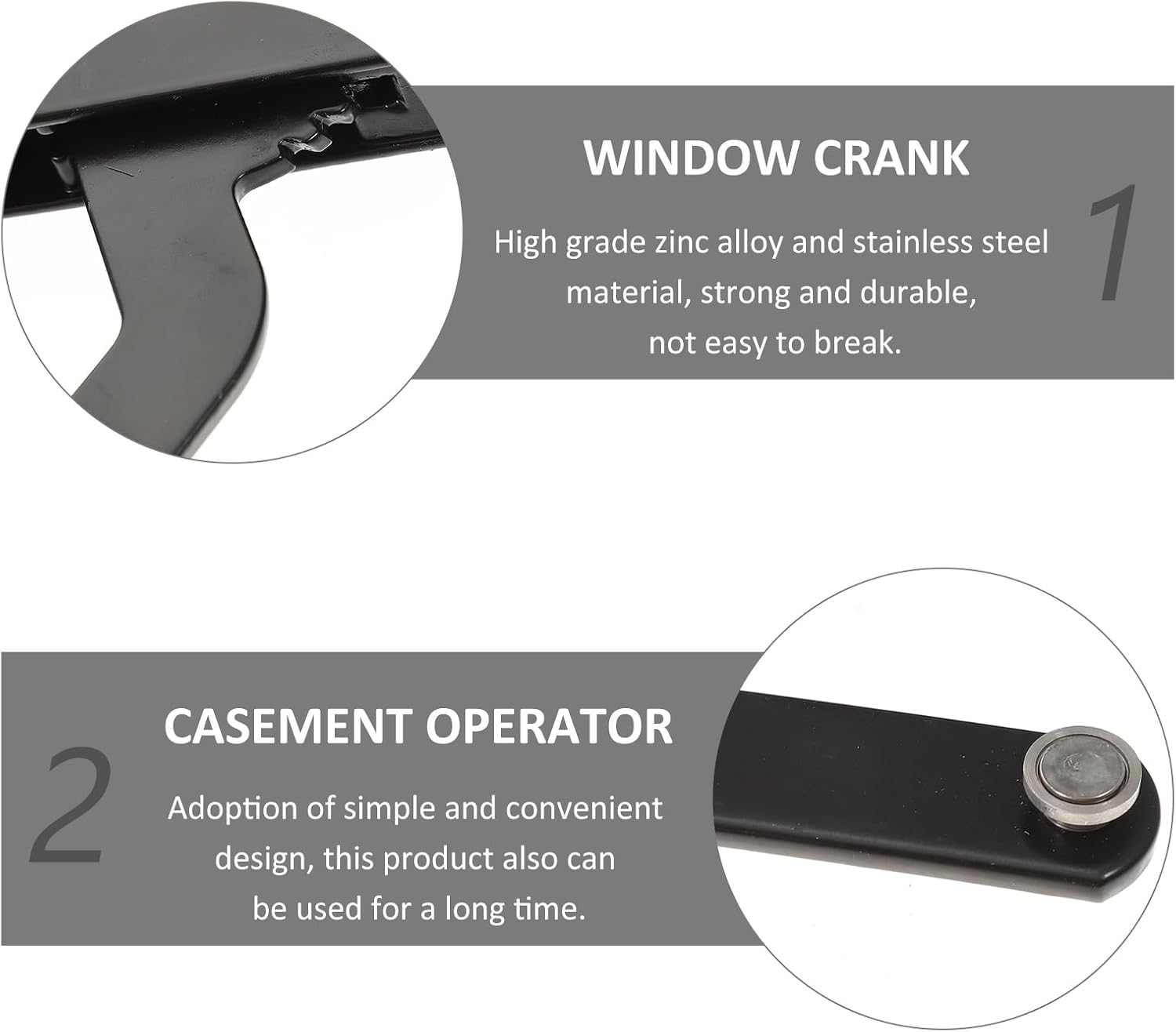 OSALADI Left Hand Casement Window Opener 12 Inch Zinc Alloy Single Arm Crank Manual Window Hardware for Vertical Sliding and Top-Hung Windows