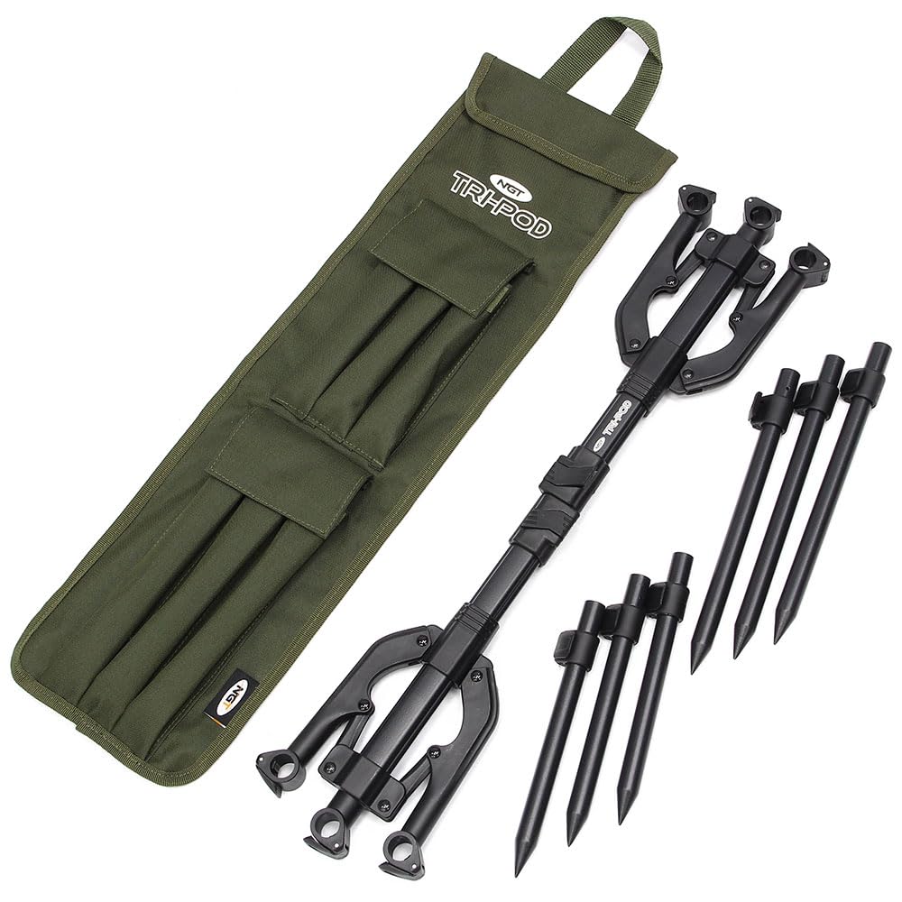 3 Rod Pod Rutenständer aus Aluminium voll verstellbar Tri-POD mit Tragetasche Angel - Ständer Karpfenangeln