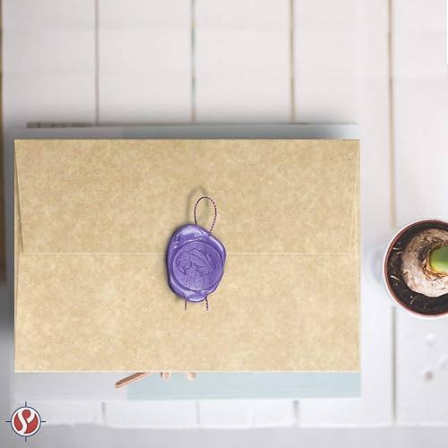 Miniatura 4 de Sobres de pergamino envejecido A7  Se adapta a tarjetas de felicitación de 5 x 7 pulgadas, invitaciones de boda y fiesta, despedidas de soltera,