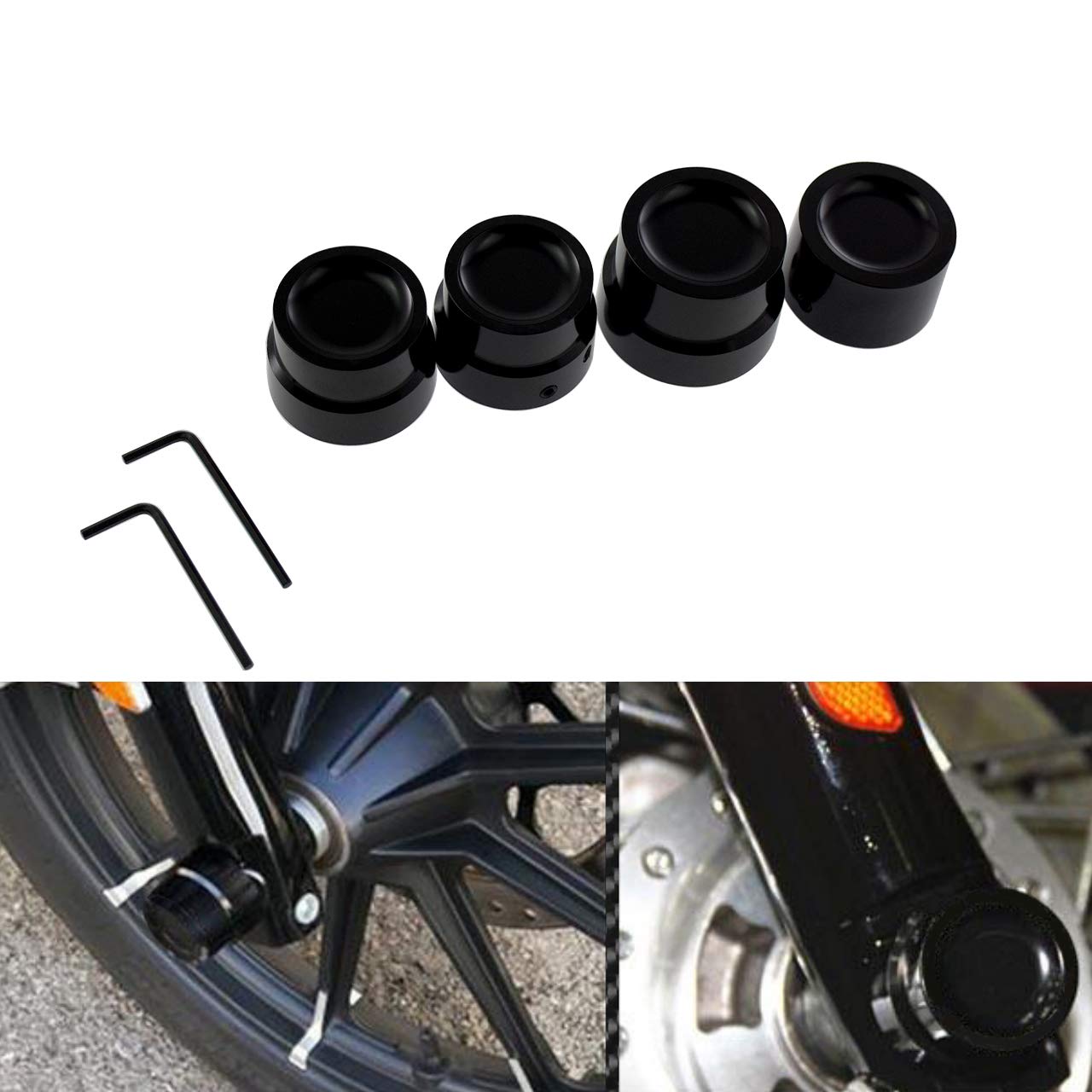 Copridado Asse Posteriore Anteriore Coperchi Asse Fit per Harley Sportster Xl 1200 Dyna Softail Fat Boy Touring Street Road Electra Tri Glide 4 Pezzi Nero